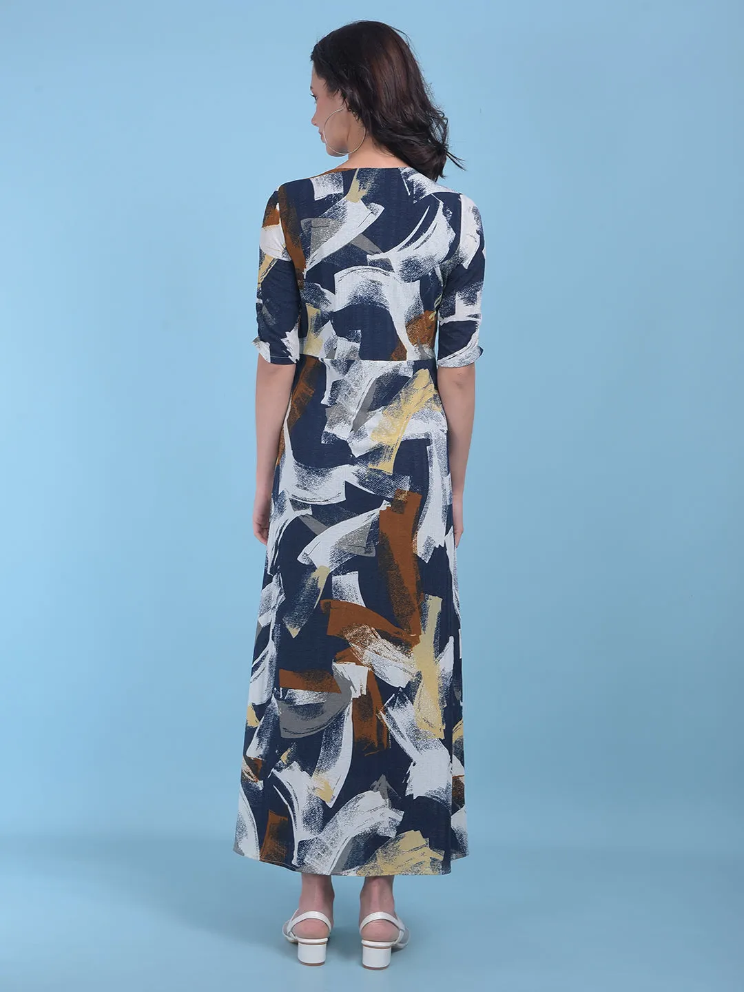 Printed Brown A-Line Dress