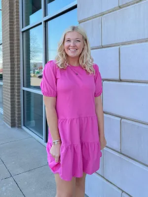 Puff Slv Tiered T-shirt Dress