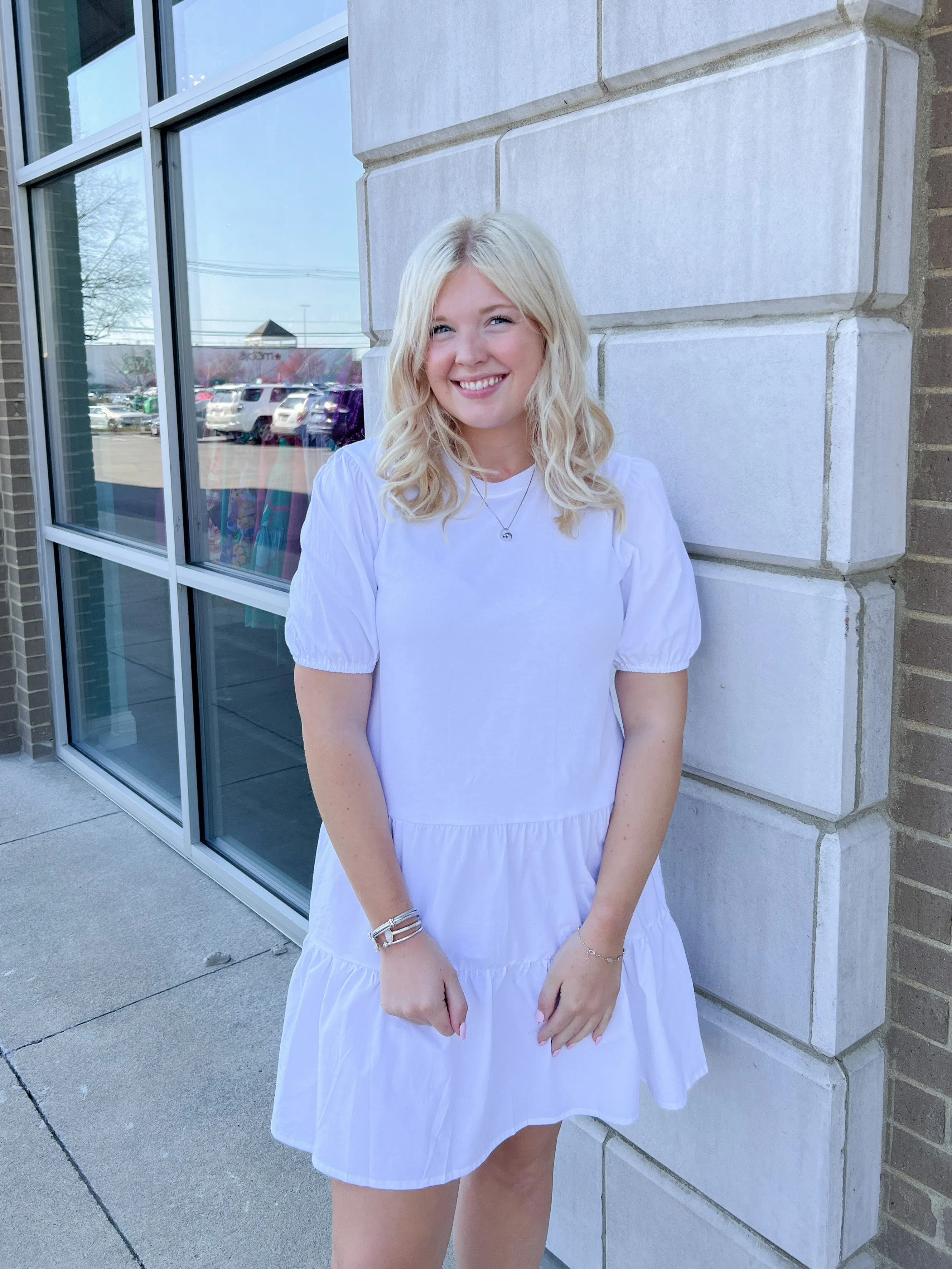 Puff Slv Tiered T-shirt Dress
