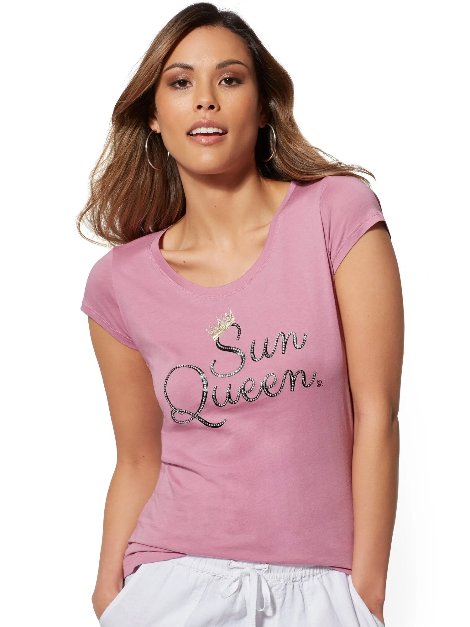 Purple Sparkling 'Sun Queen' Graphic Logo Tee