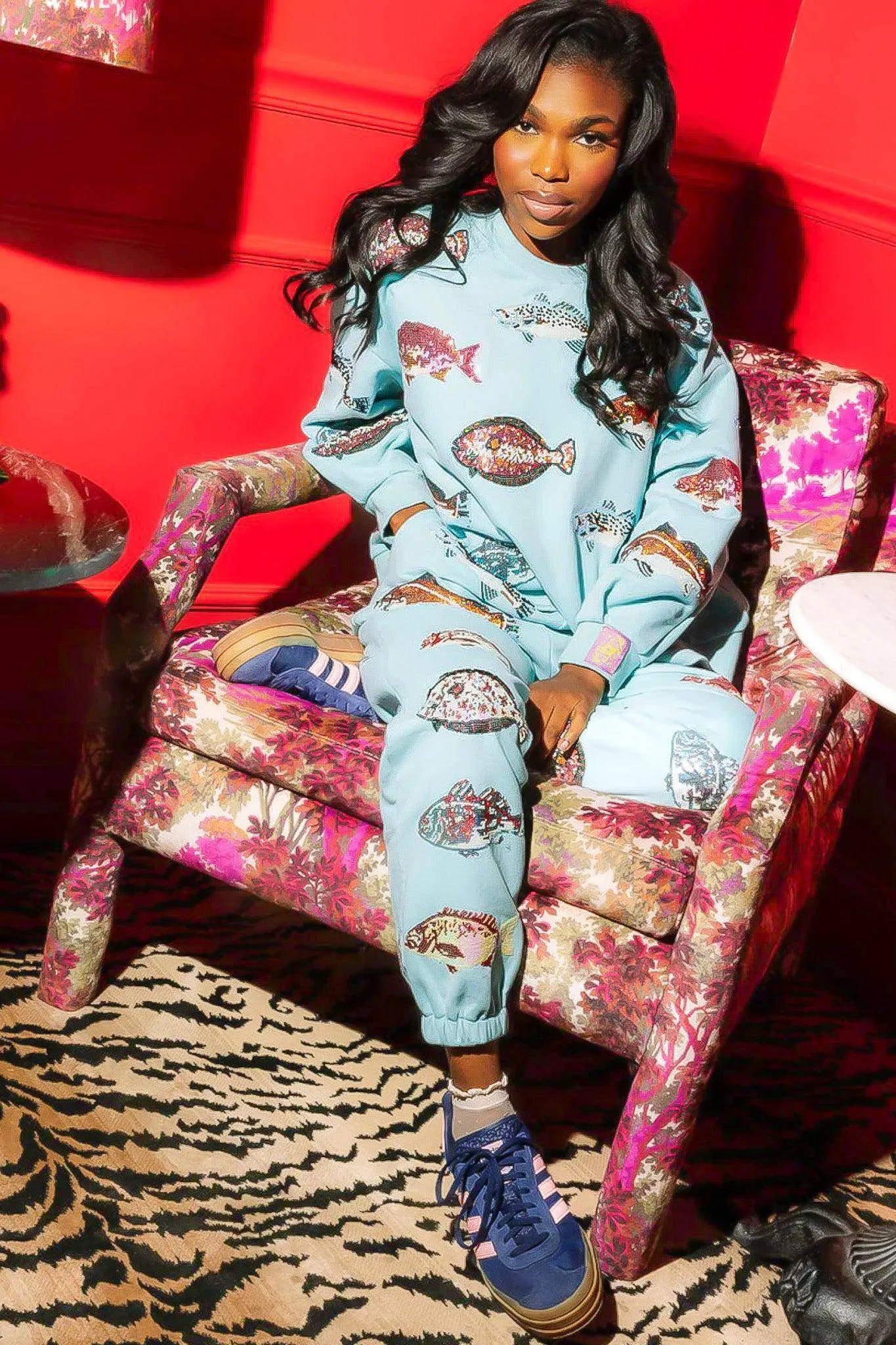 Queen of Sparkles Aqua Fish Sweatshirt