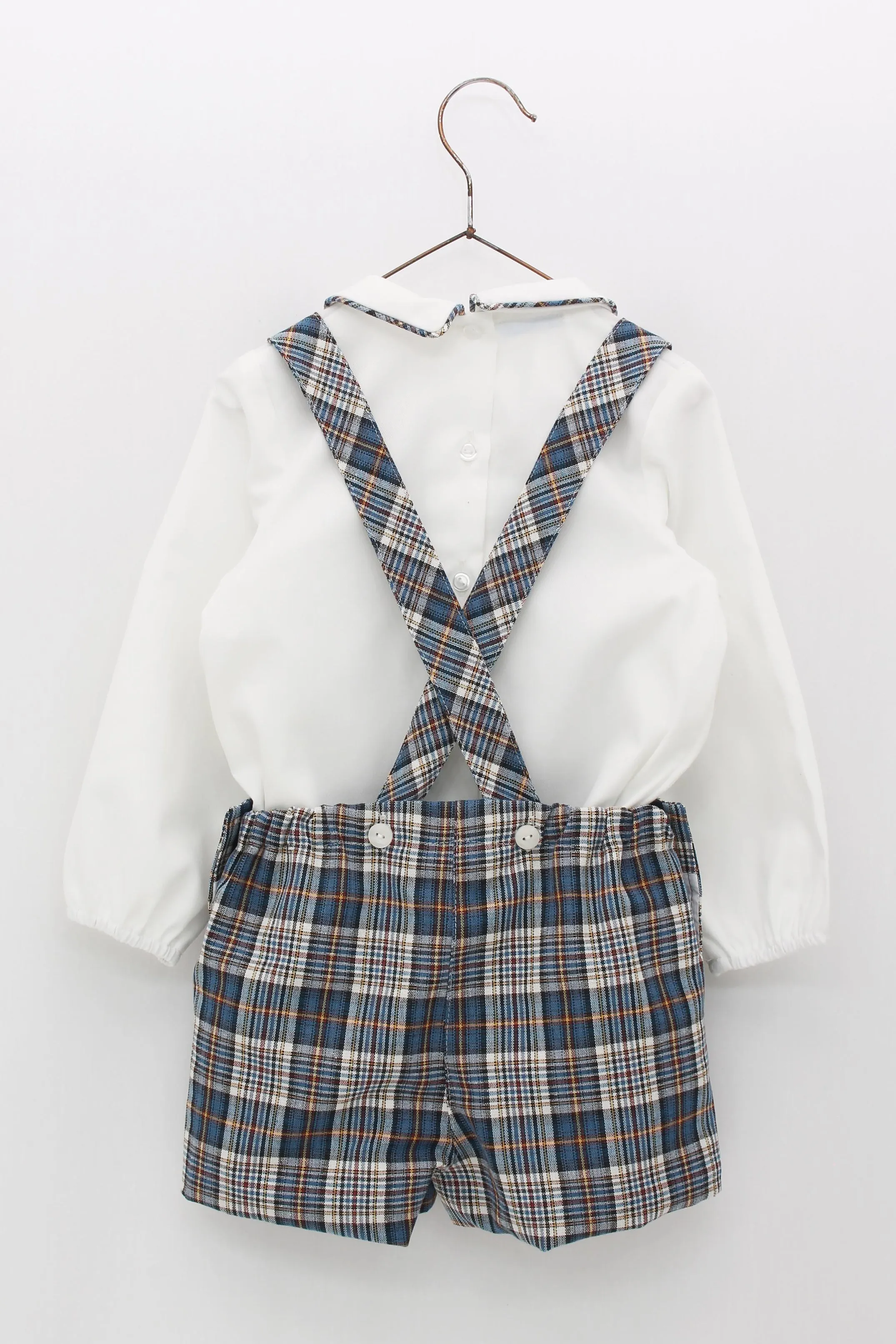 "Eugene" Petrol Blue Tartan Shorts & Shirt
