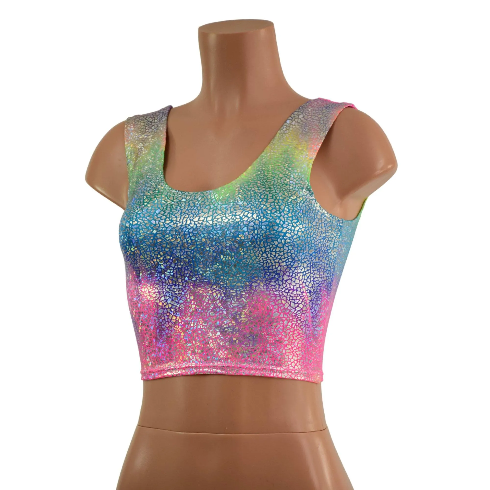 Rainbow Shattered Glass Crop Tanks READY to SHIP