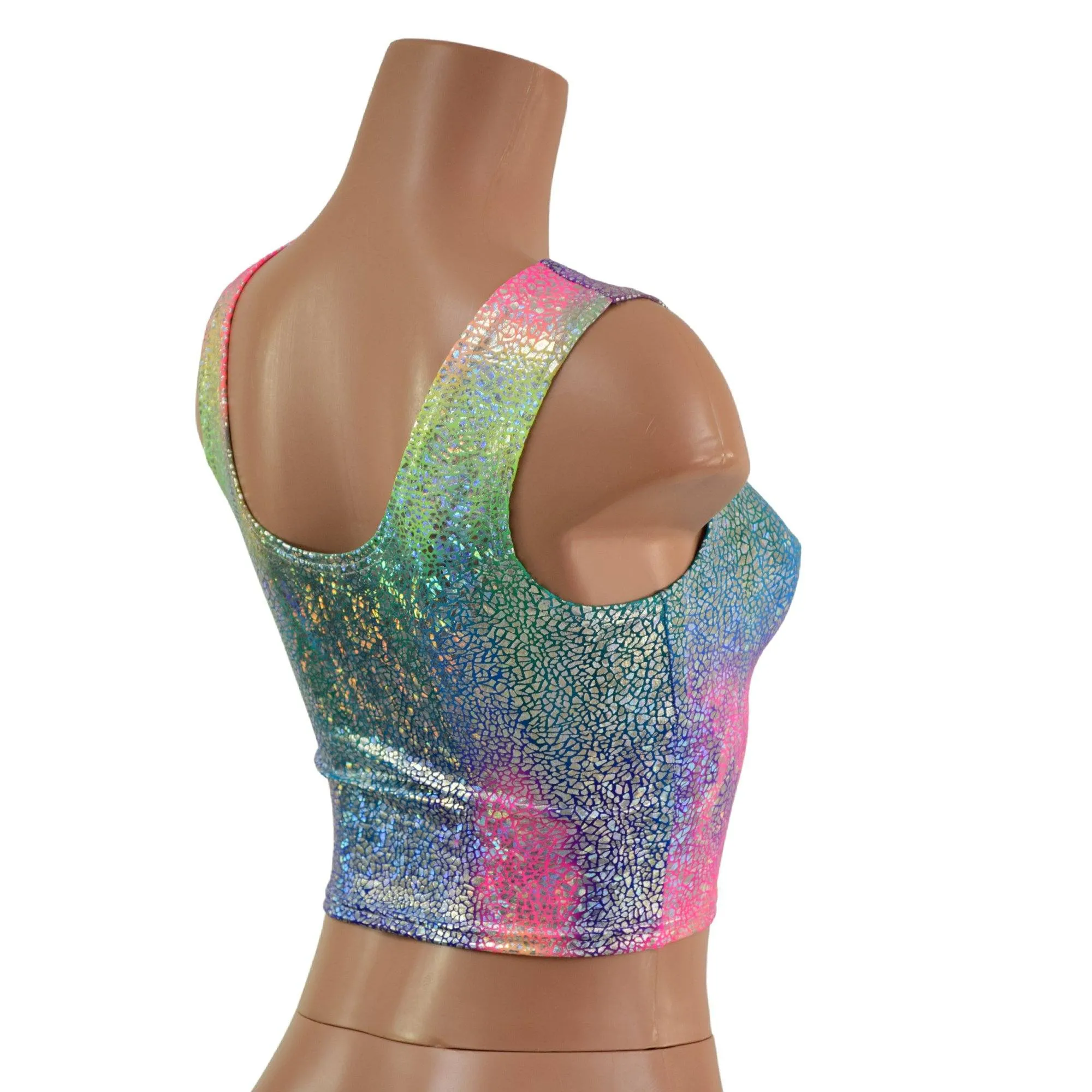 Rainbow Shattered Glass Crop Tanks READY to SHIP