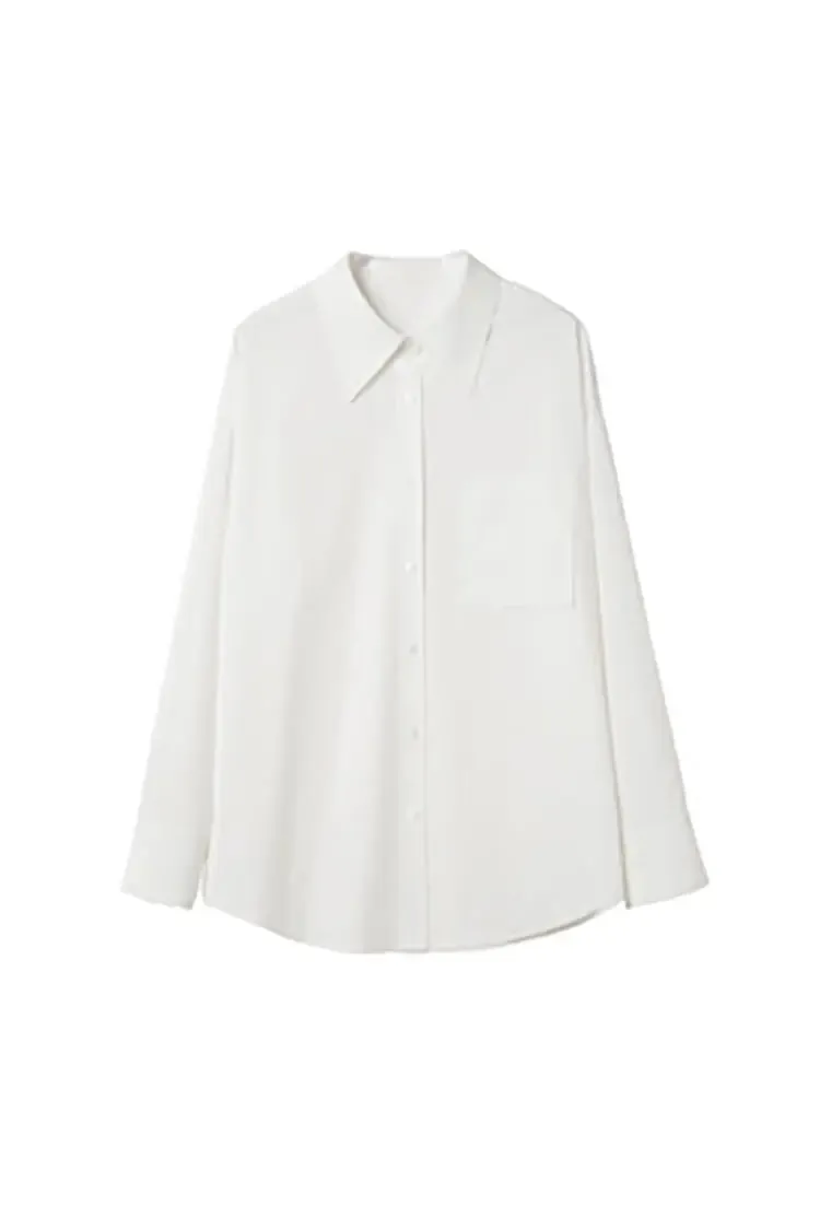 Relaxed Button Down Shirt with Pocket in Cotton