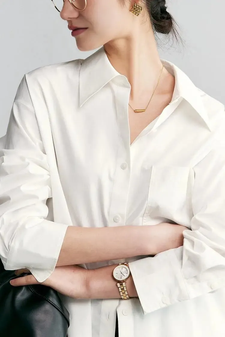 Relaxed Button Down Shirt with Pocket in Cotton