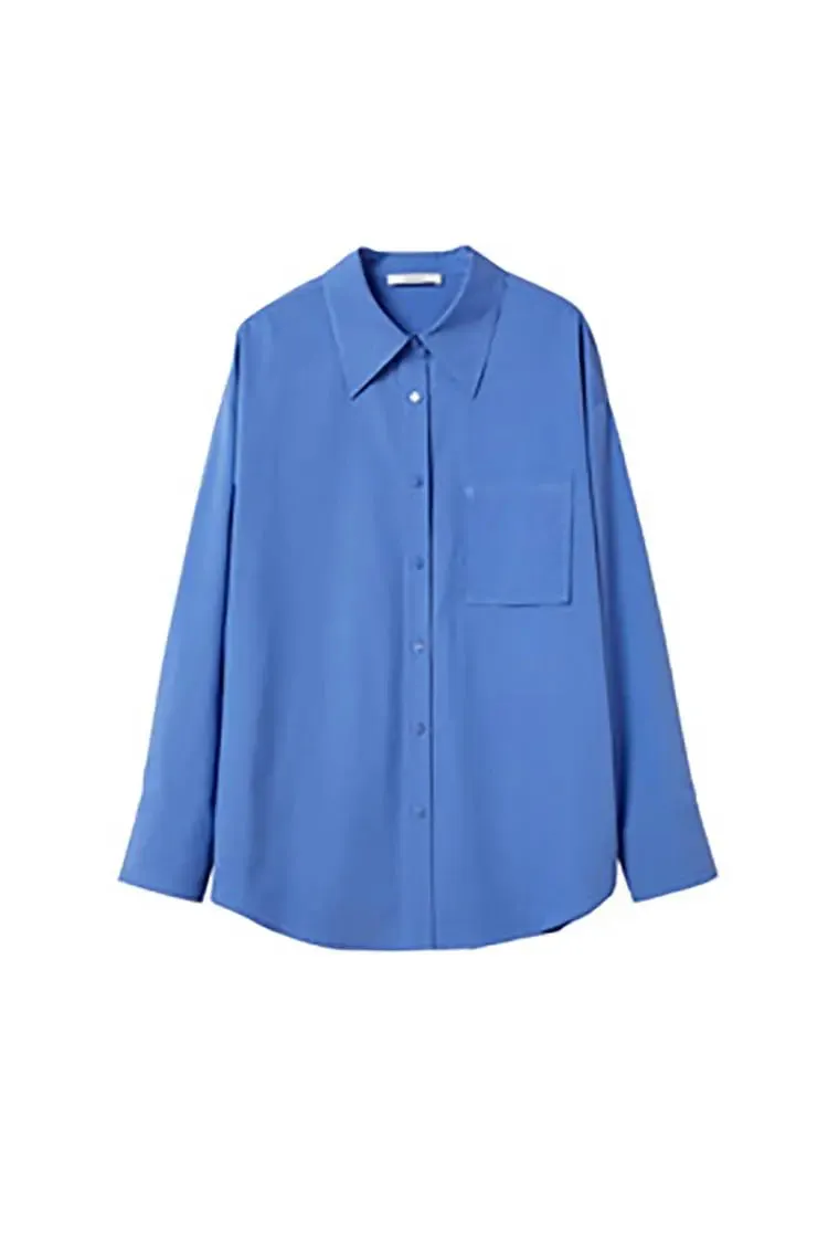 Relaxed Button Down Shirt with Pocket in Cotton