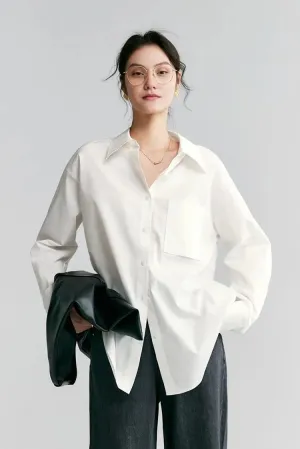 Relaxed Button Down Shirt with Pocket in Cotton