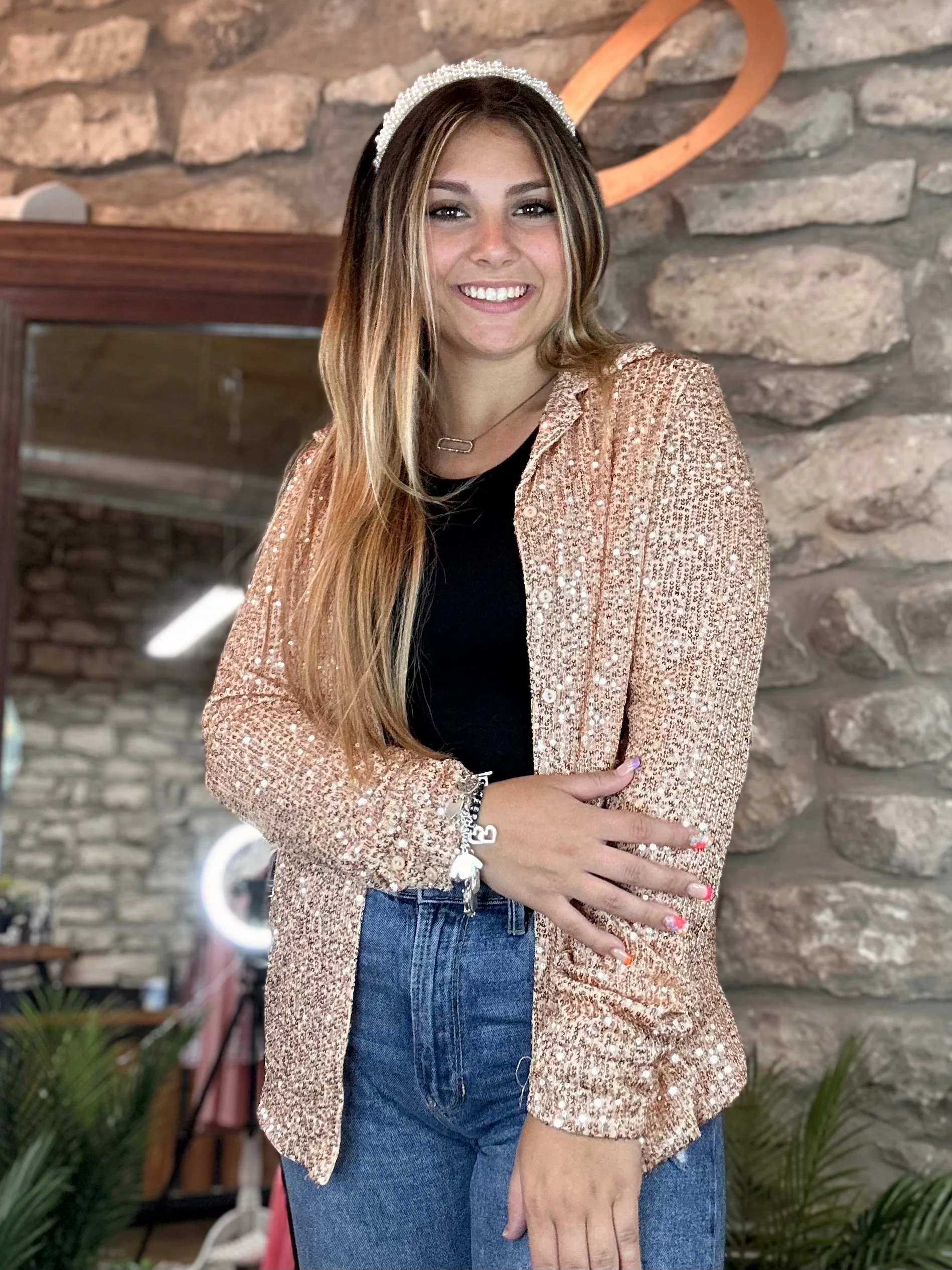 Renae Sequin Button Up