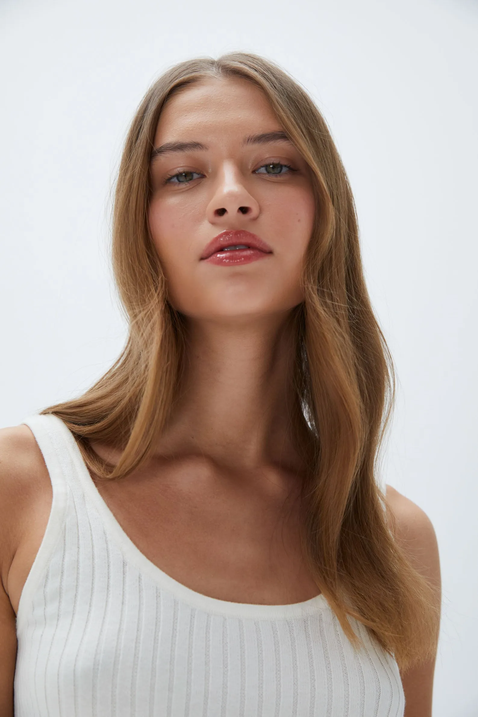 Rib Knit Scoop Neck Crop Top - Marshmallow White
