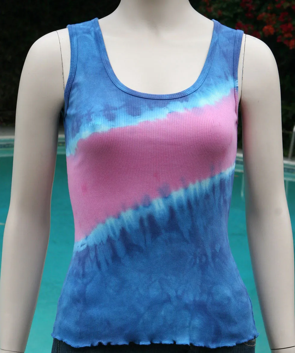 Ribbon Wash Tank  Top - Royal Purple/Pink
