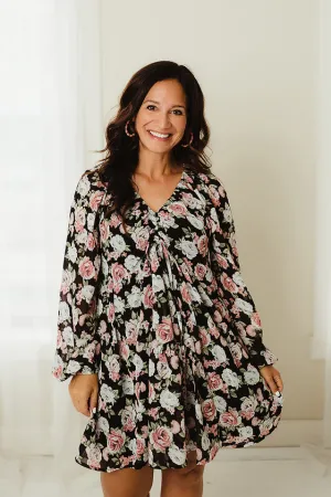 Ruched Floral Mini Dress
