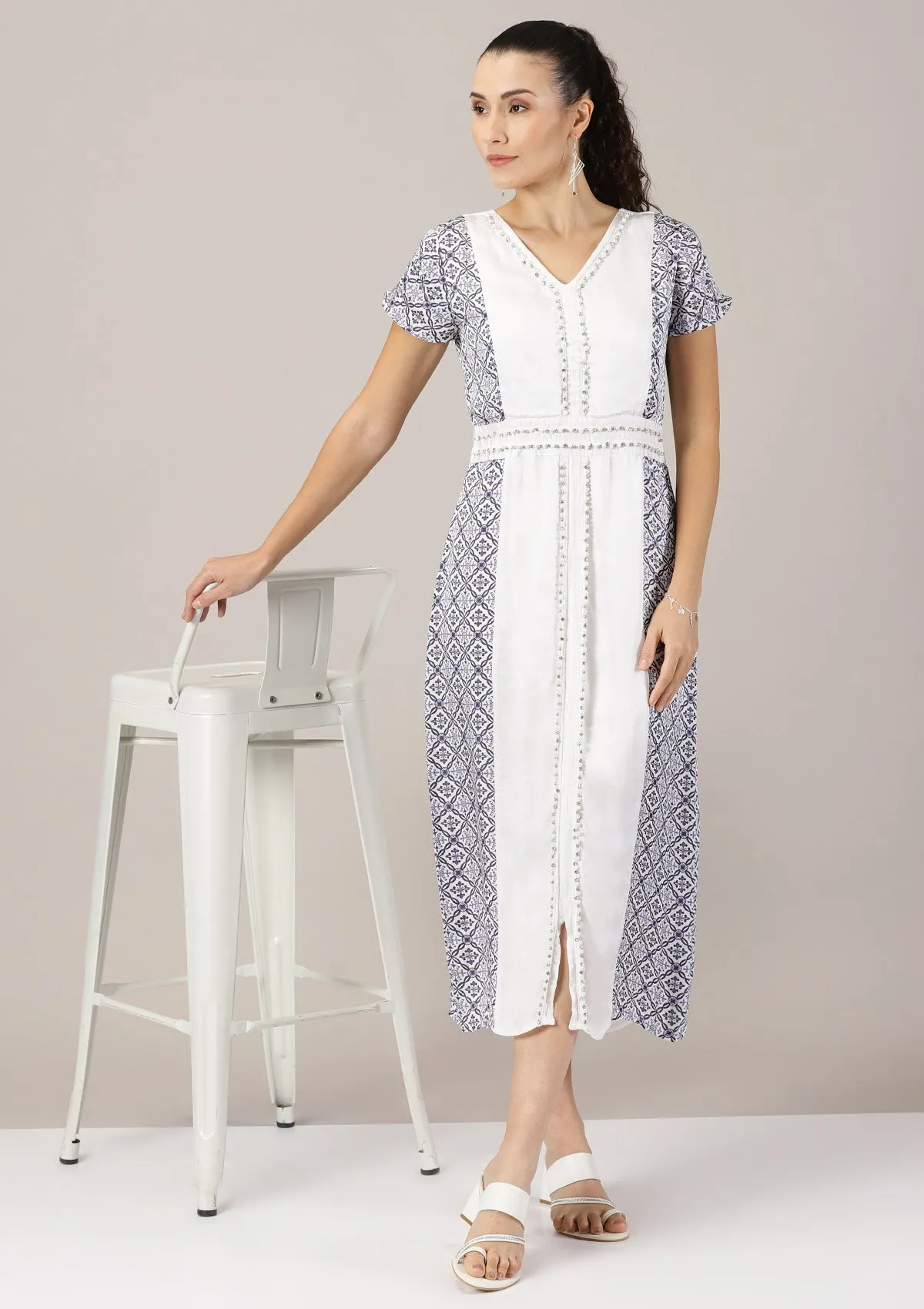 Safaa - Straight Cut Embellished Dress