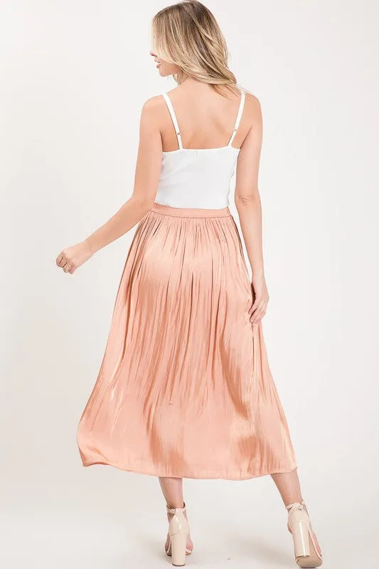 Satin High- Waist Midi Skirt