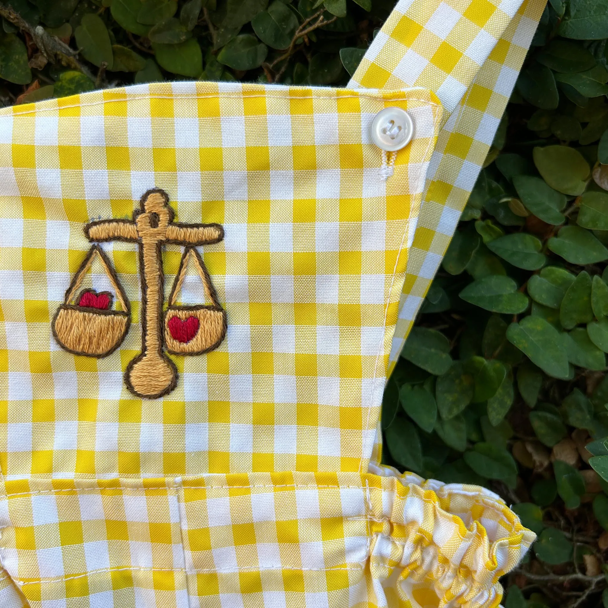 Scale Of Love Yellow Gingham Dungarees