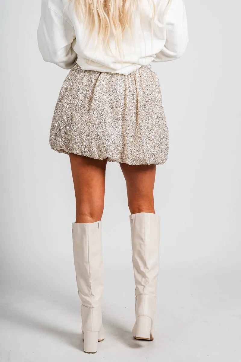 Sequin bubble skirt beige