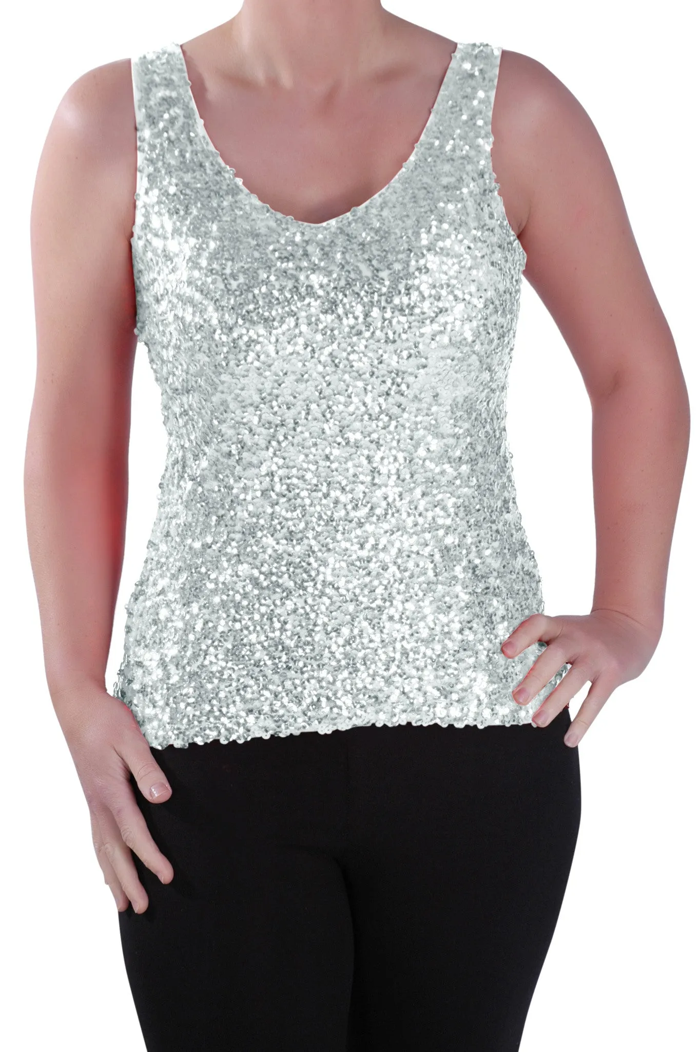 Sequined Sleeveless Tunic Top