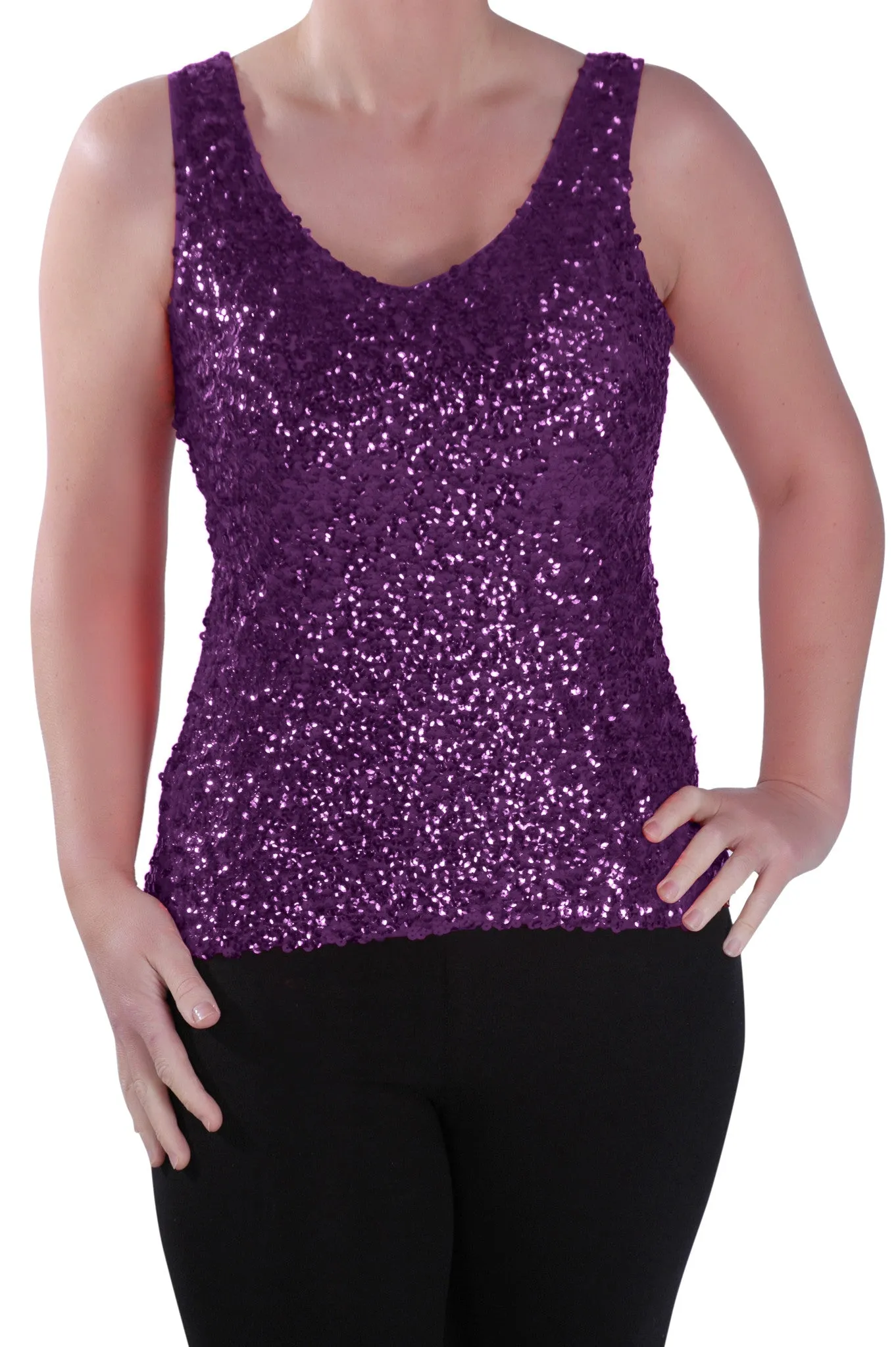 Sequined Sleeveless Tunic Top