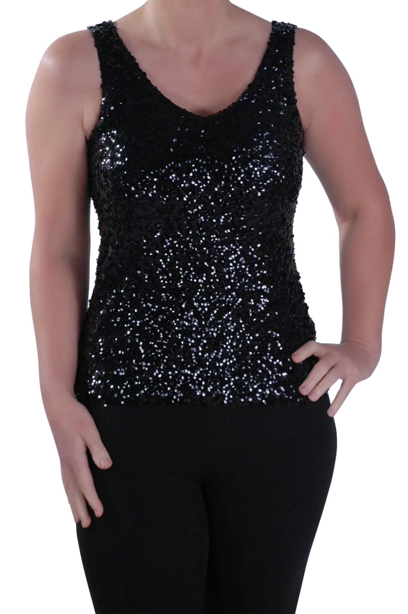 Sequined Sleeveless Tunic Top
