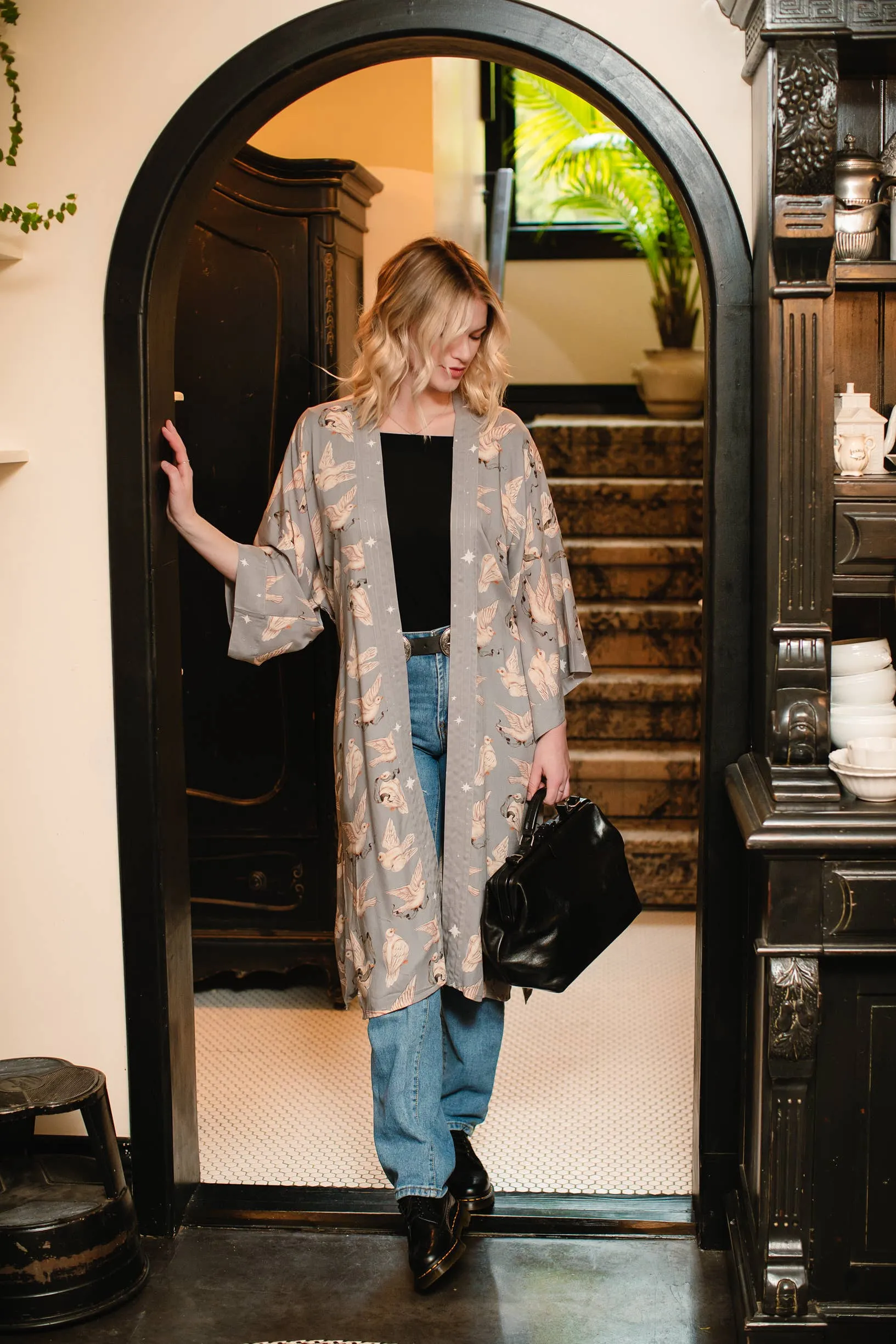 Silver Quartz Starduster Long Duster Opera Kimono