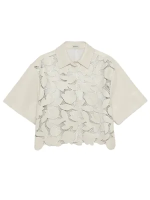 Simkhai Robinson Embroidered Shirt in Sand Multi