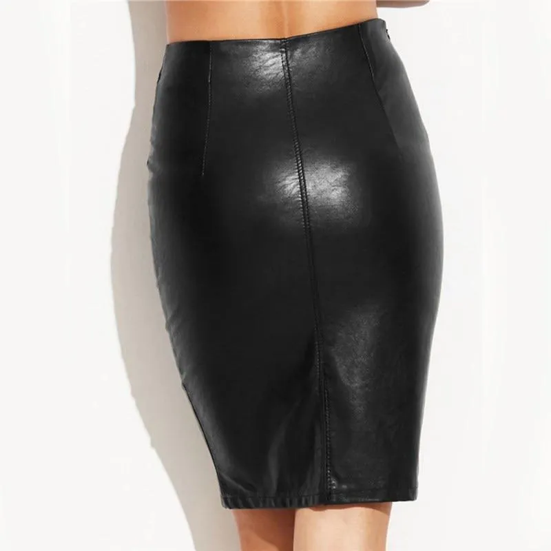 Skinny Pencil Street Bodycon Leather Skirt
