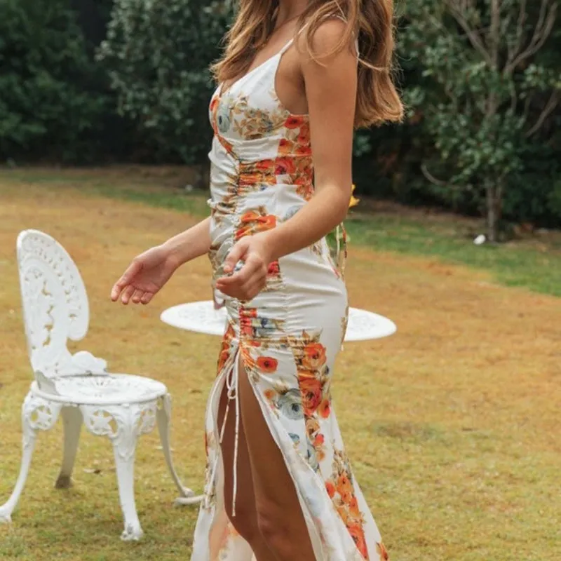 Sleeveless Split Hem Vacation Bodycon Dress
