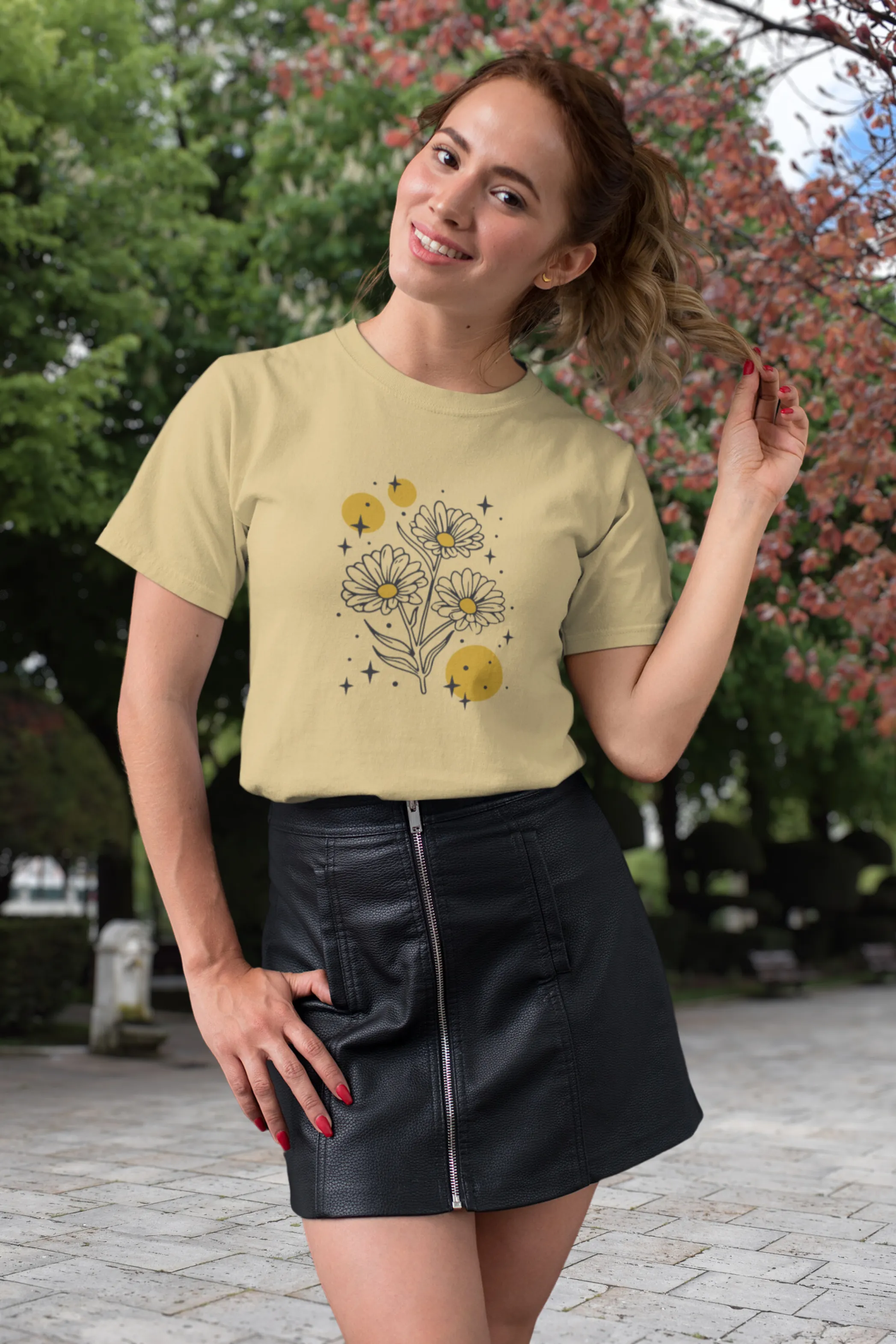 Sparkling Flowers Printed T-shirt for women