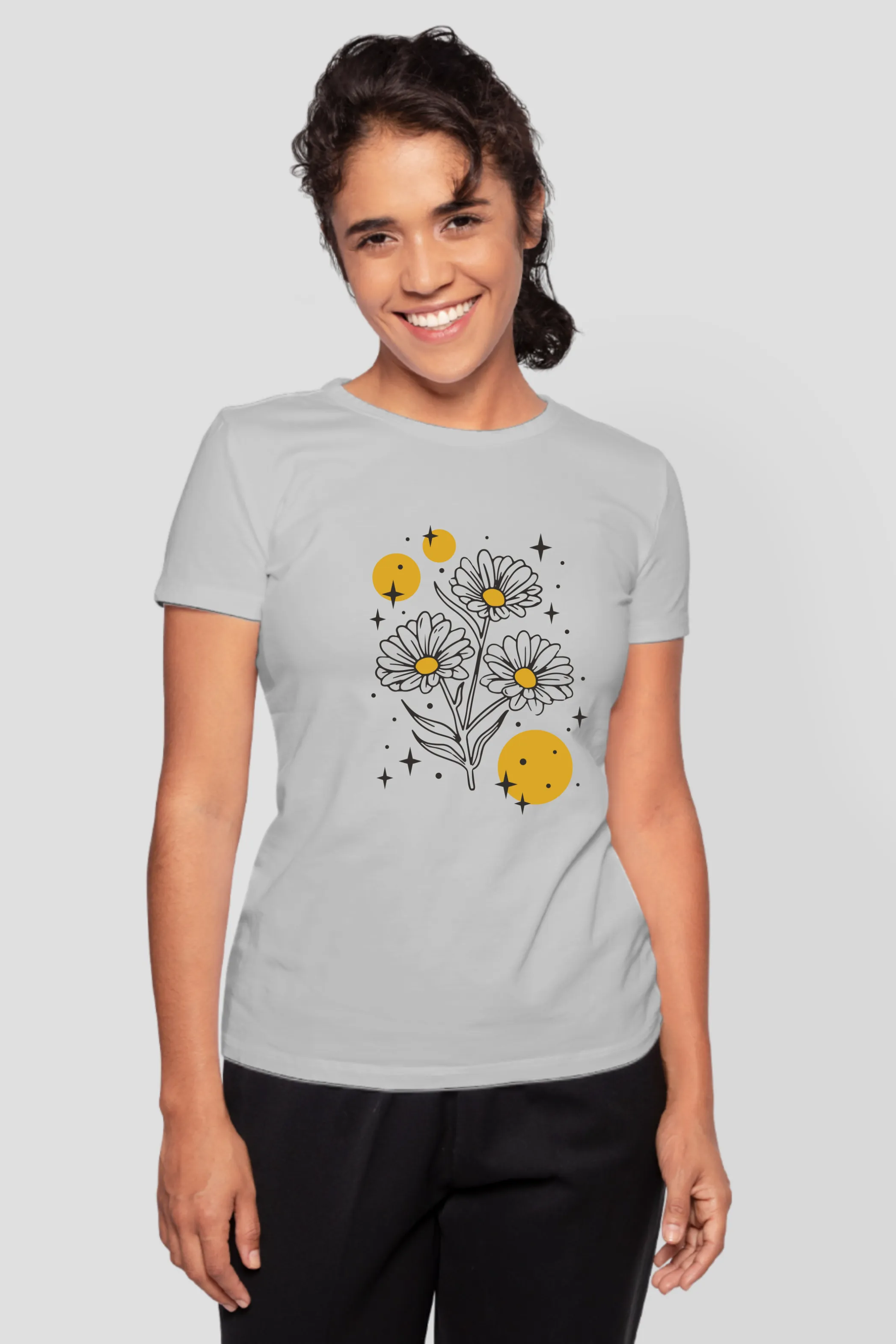 Sparkling Flowers Printed T-shirt for women