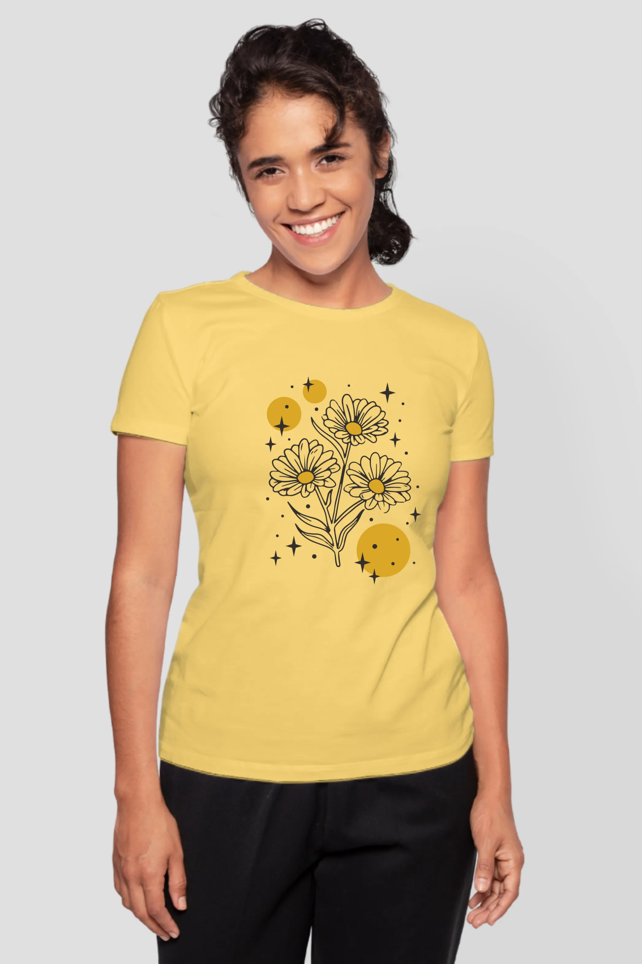 Sparkling Flowers Printed T-shirt for women