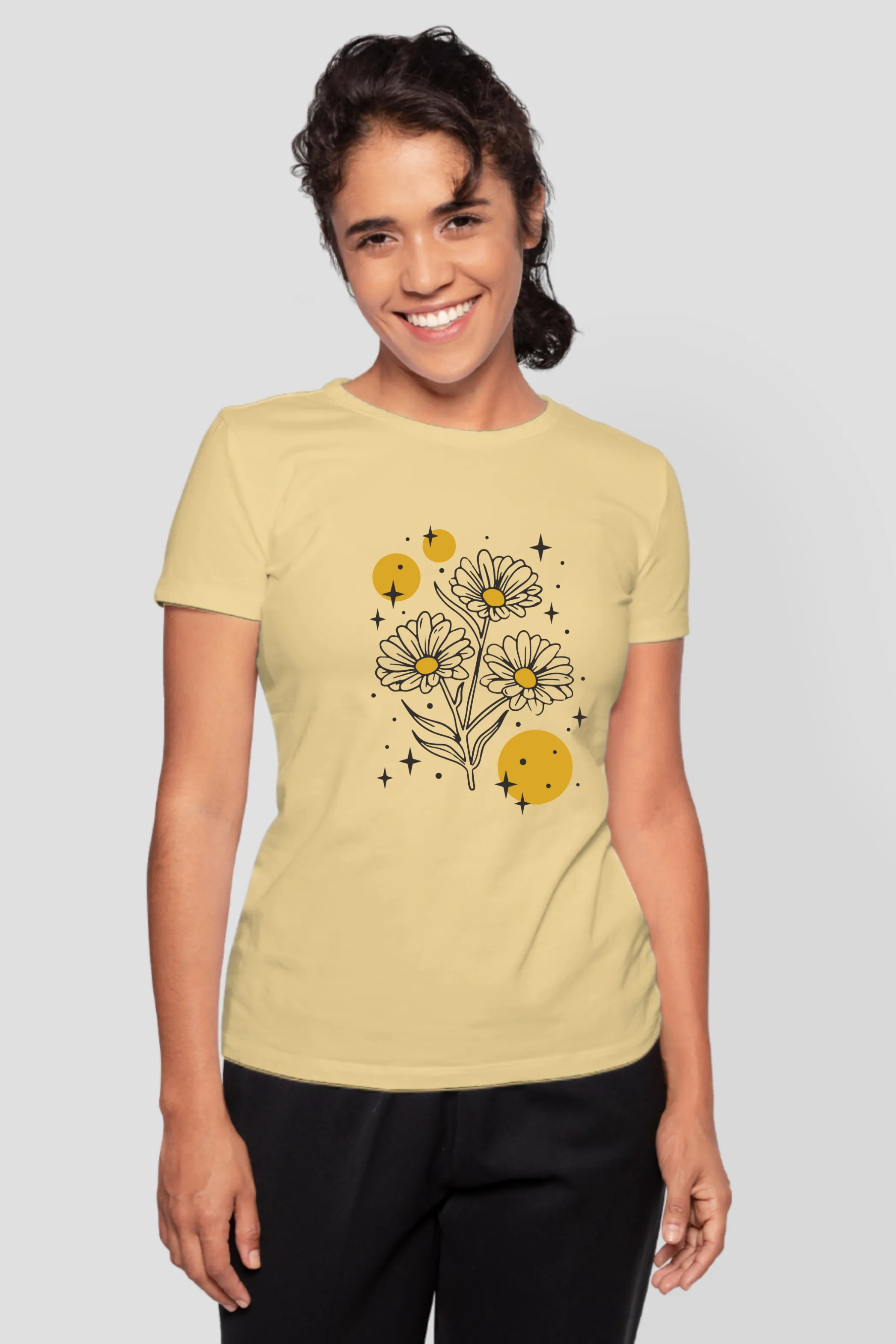 Sparkling Flowers Printed T-shirt for women