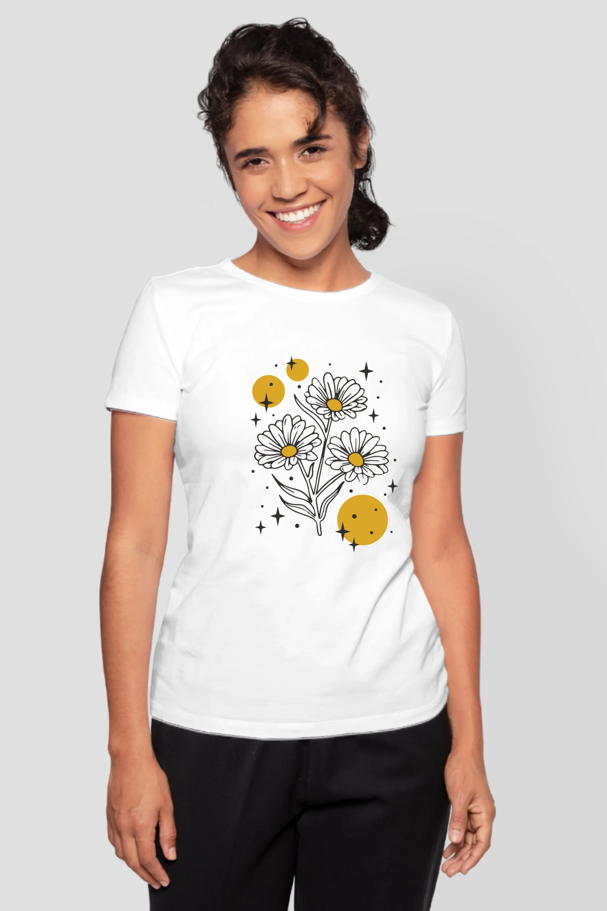 Sparkling Flowers Printed T-shirt for women