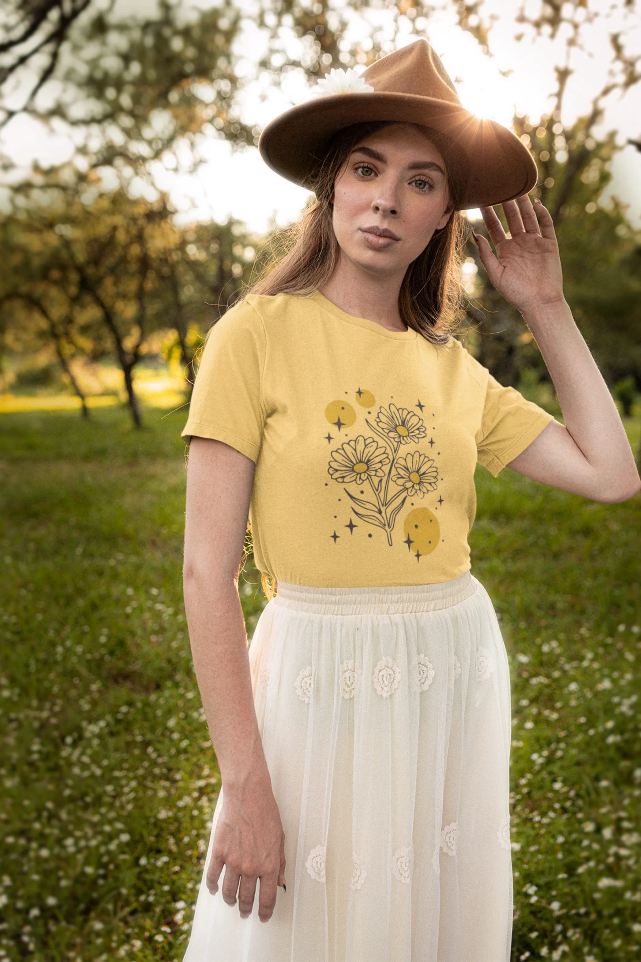 Sparkling Flowers Printed T-shirt for women