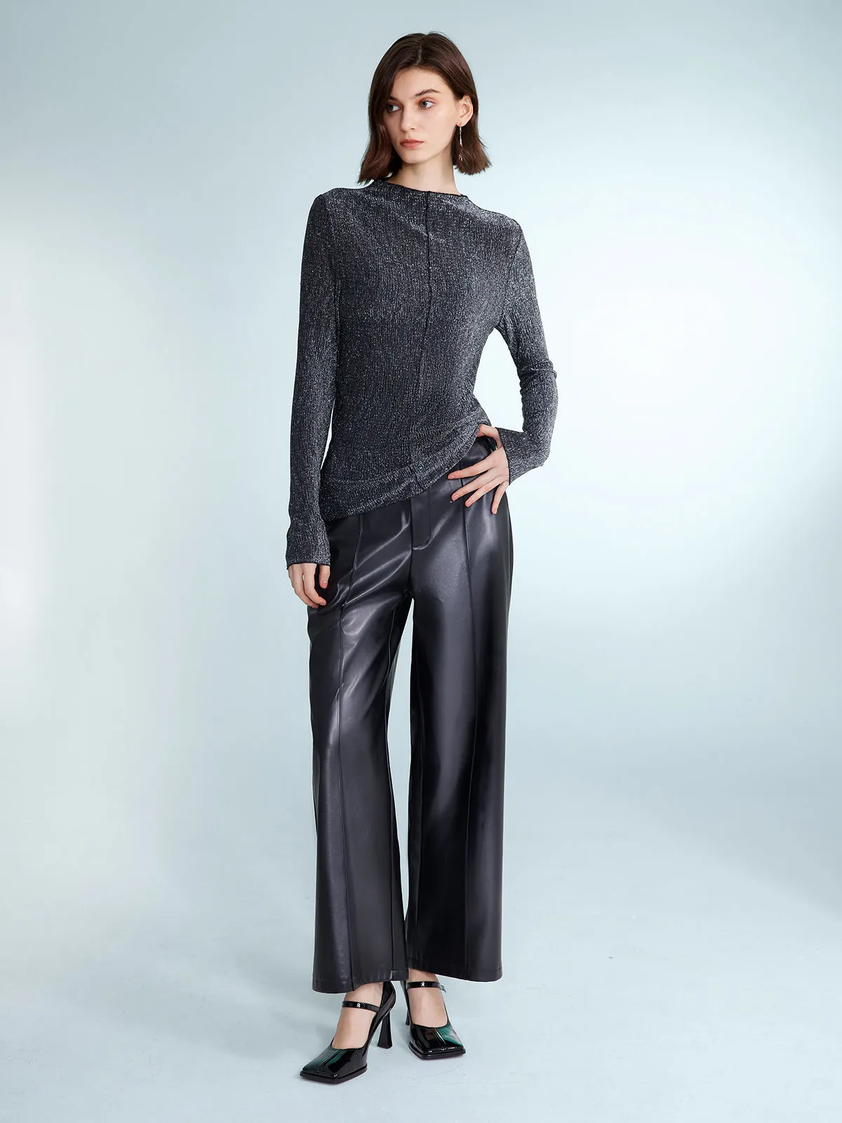Sparkling Sheer Long Sleeve Top