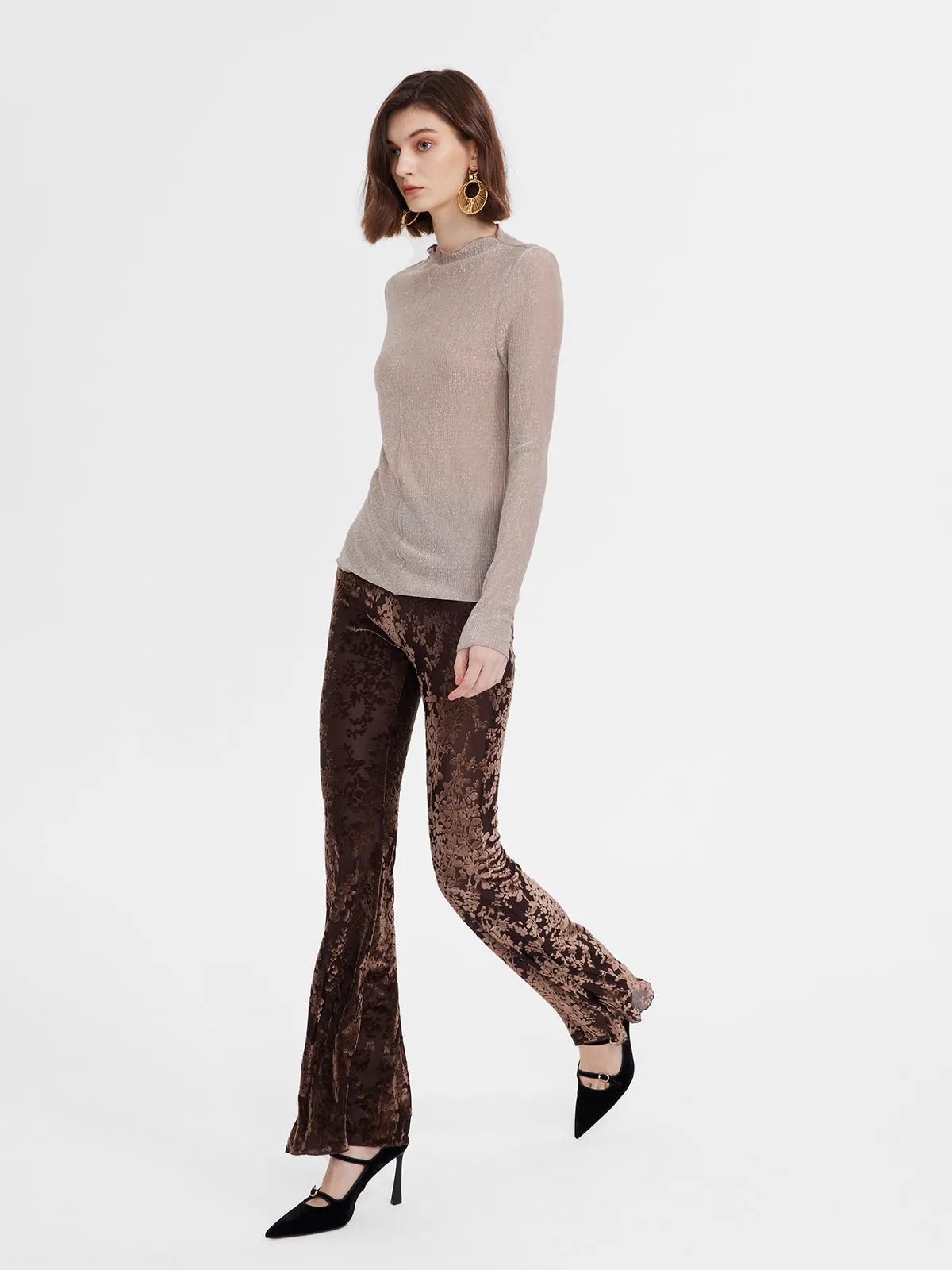 Sparkling Sheer Long Sleeve Top