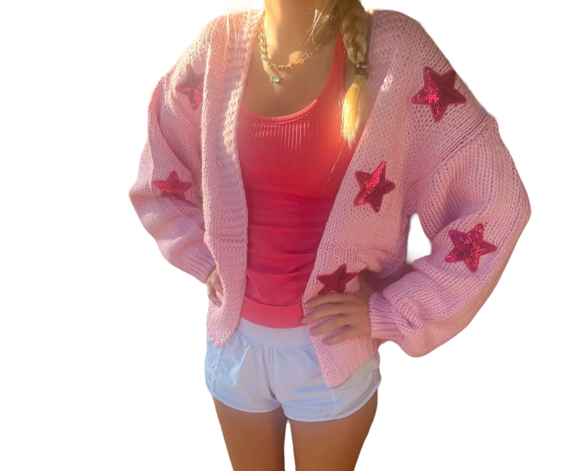 Sparkling Star Patch Crop Cardigan