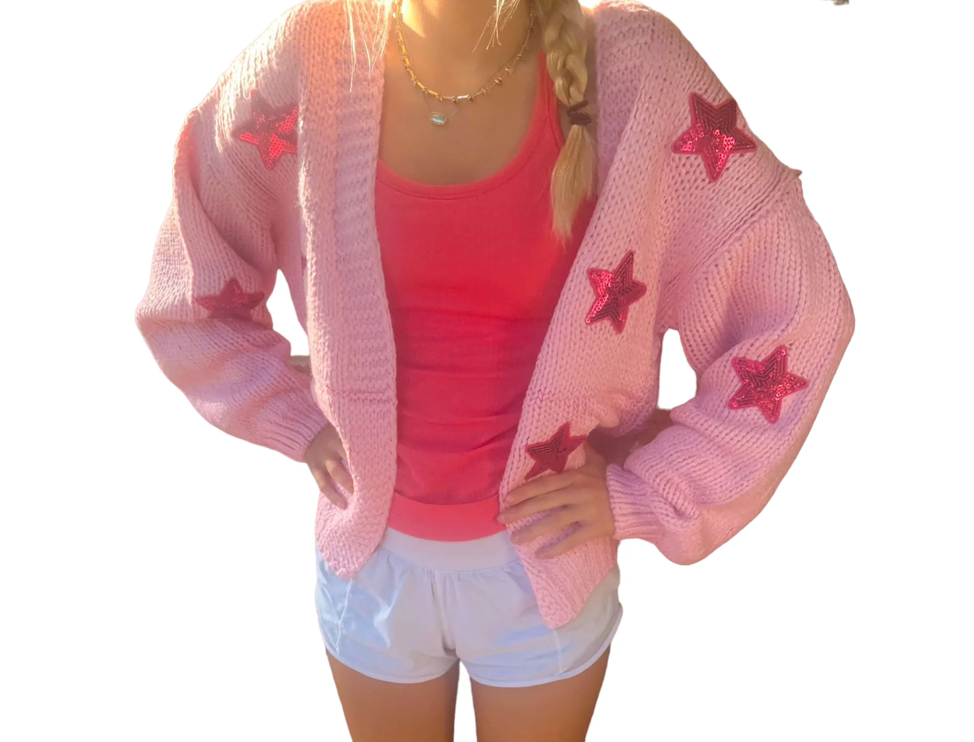 Sparkling Star Patch Crop Cardigan