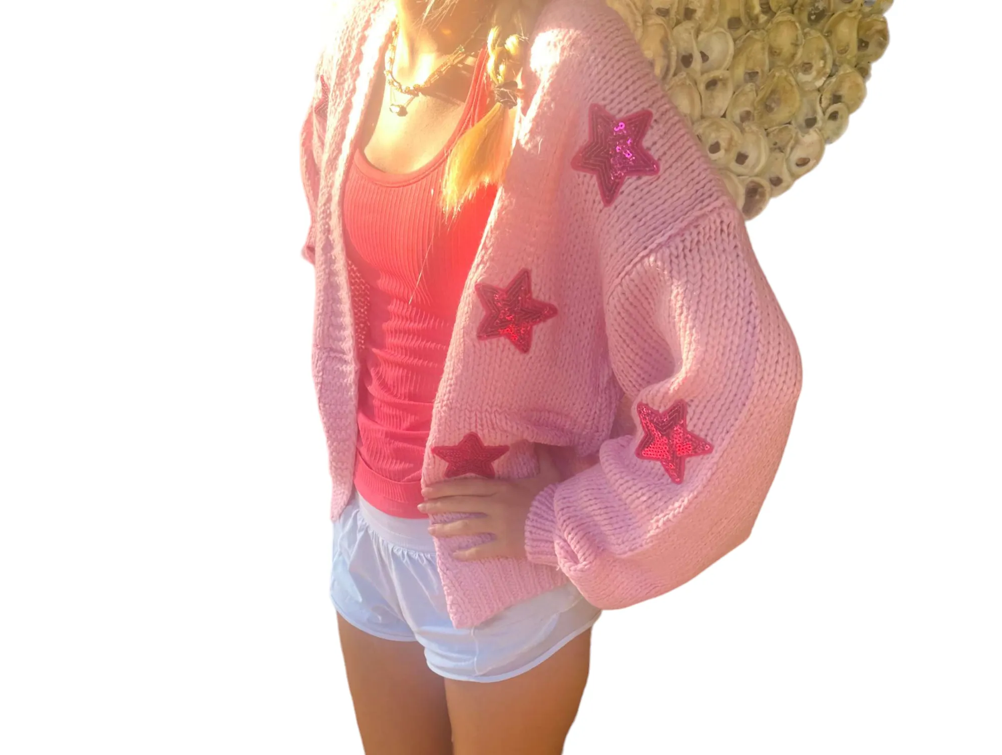 Sparkling Star Patch Crop Cardigan