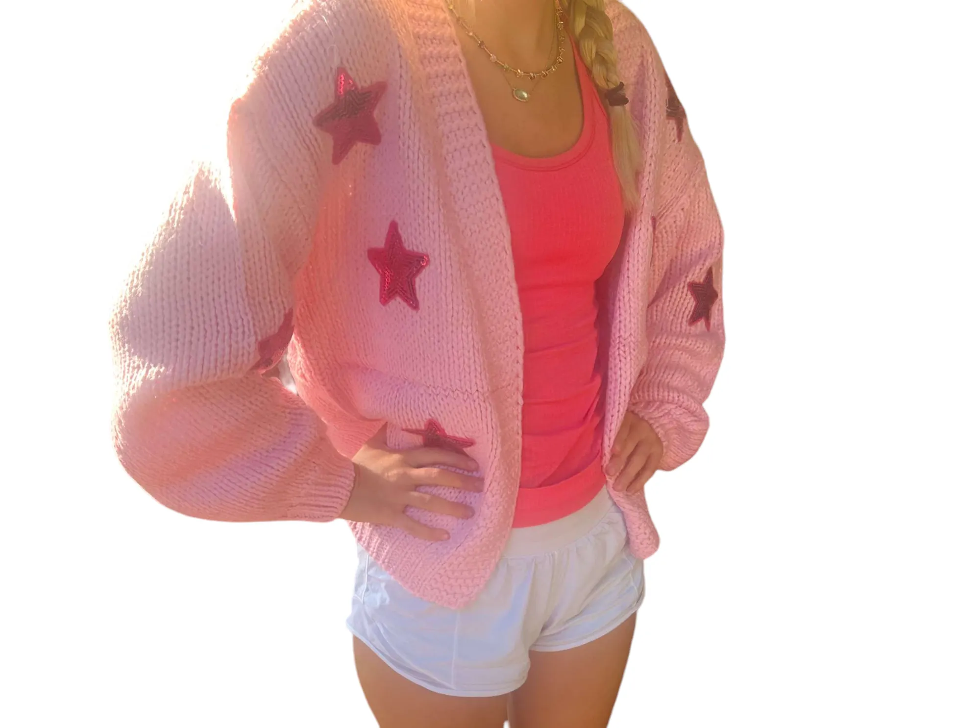 Sparkling Star Patch Crop Cardigan