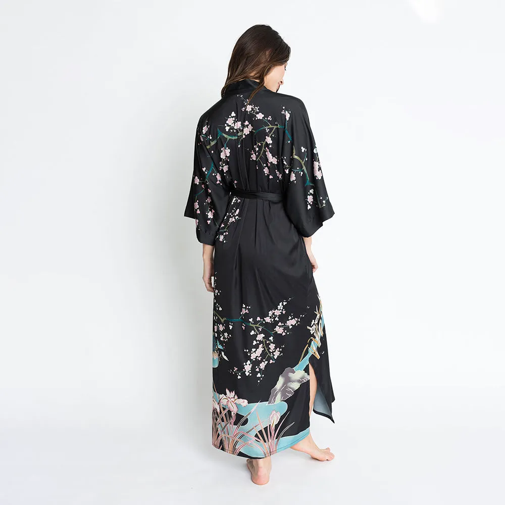 Spring Floral Long Kimono Robe