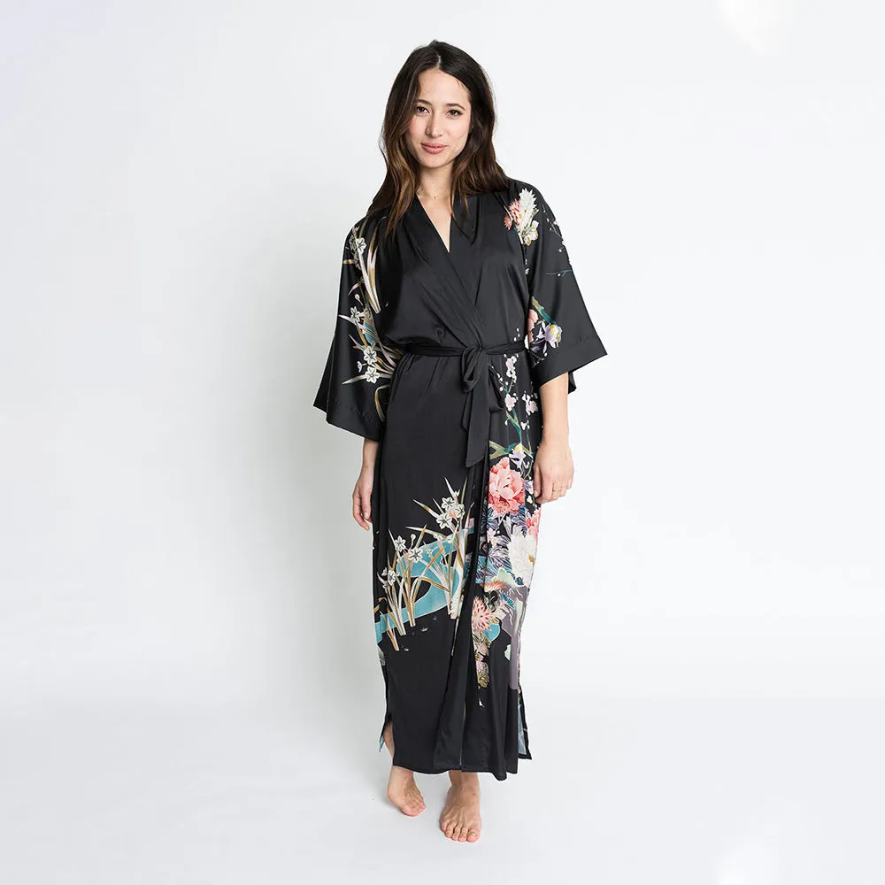 Spring Floral Long Kimono Robe
