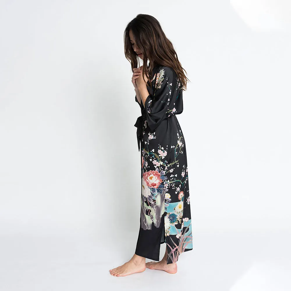 Spring Floral Long Kimono Robe