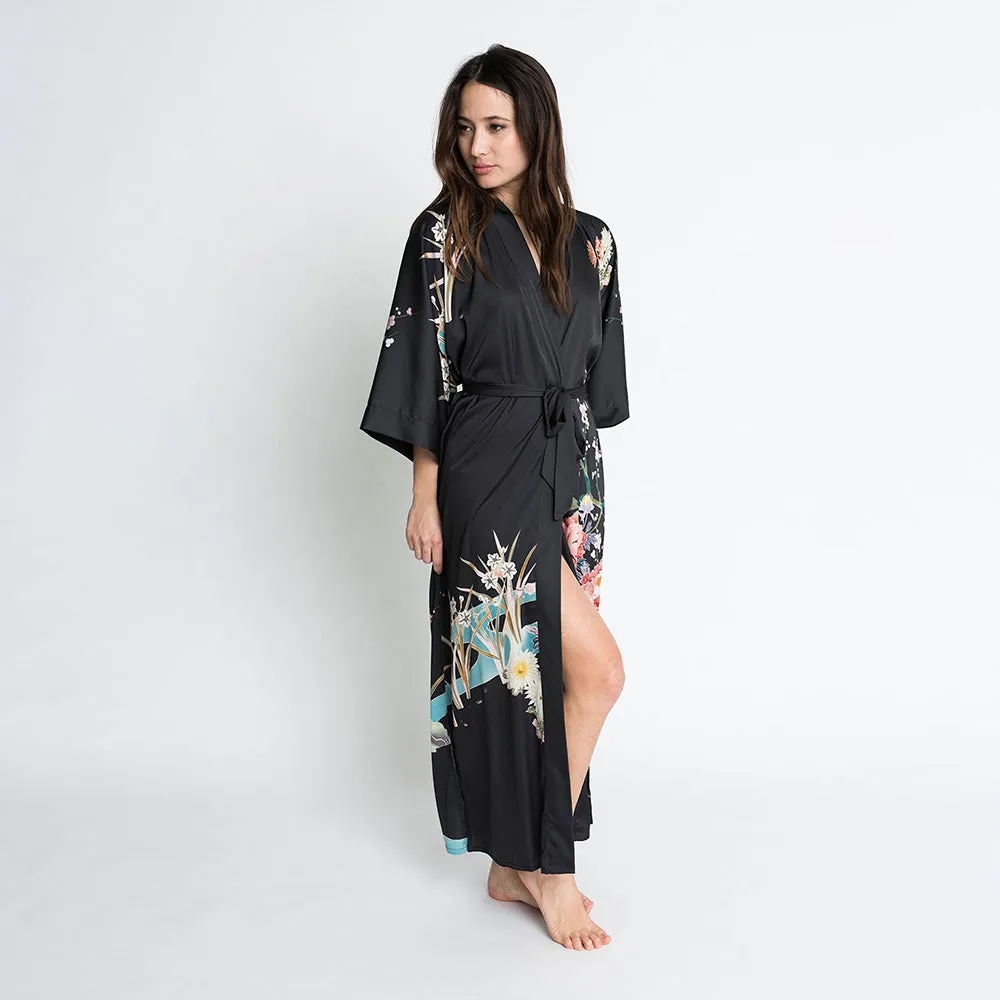 Spring Floral Long Kimono Robe