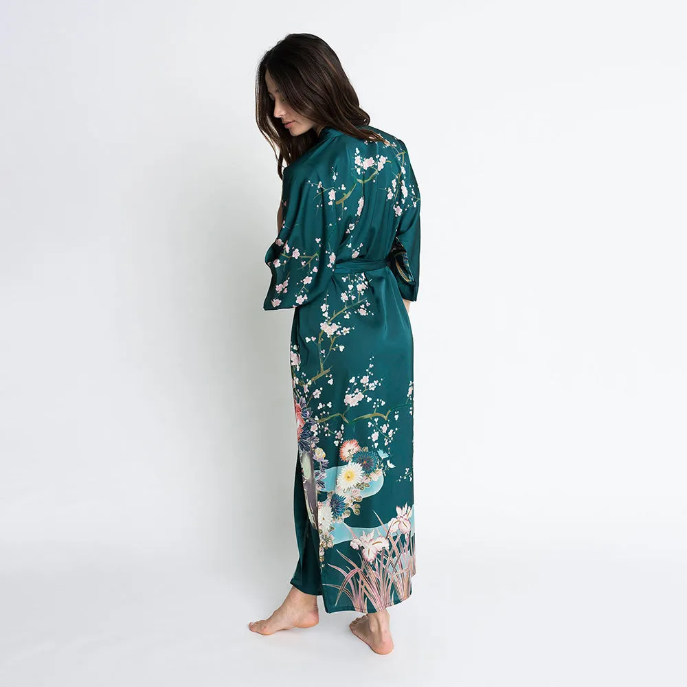 Spring Floral Long Kimono Robe