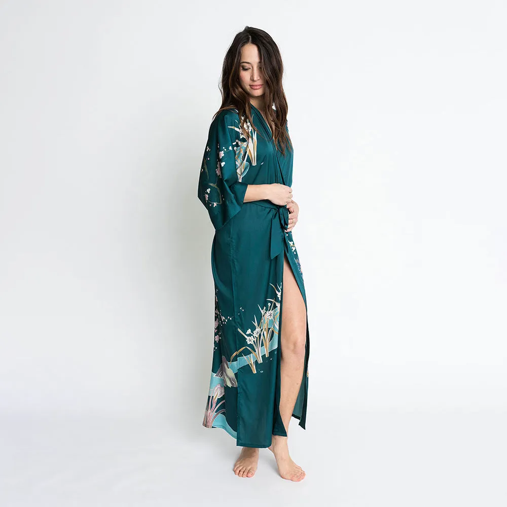Spring Floral Long Kimono Robe