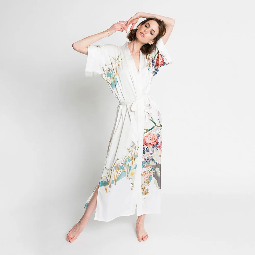 Spring Floral Long Kimono Robe