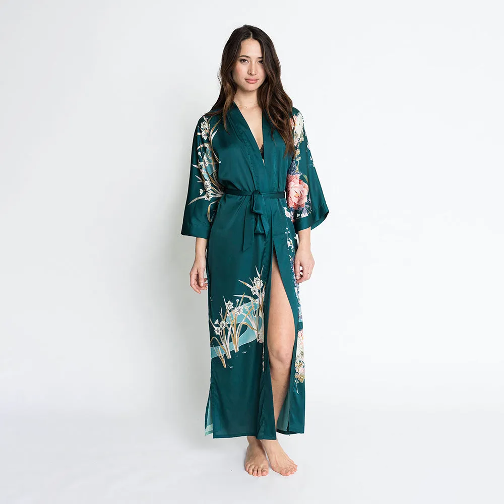 Spring Floral Long Kimono Robe