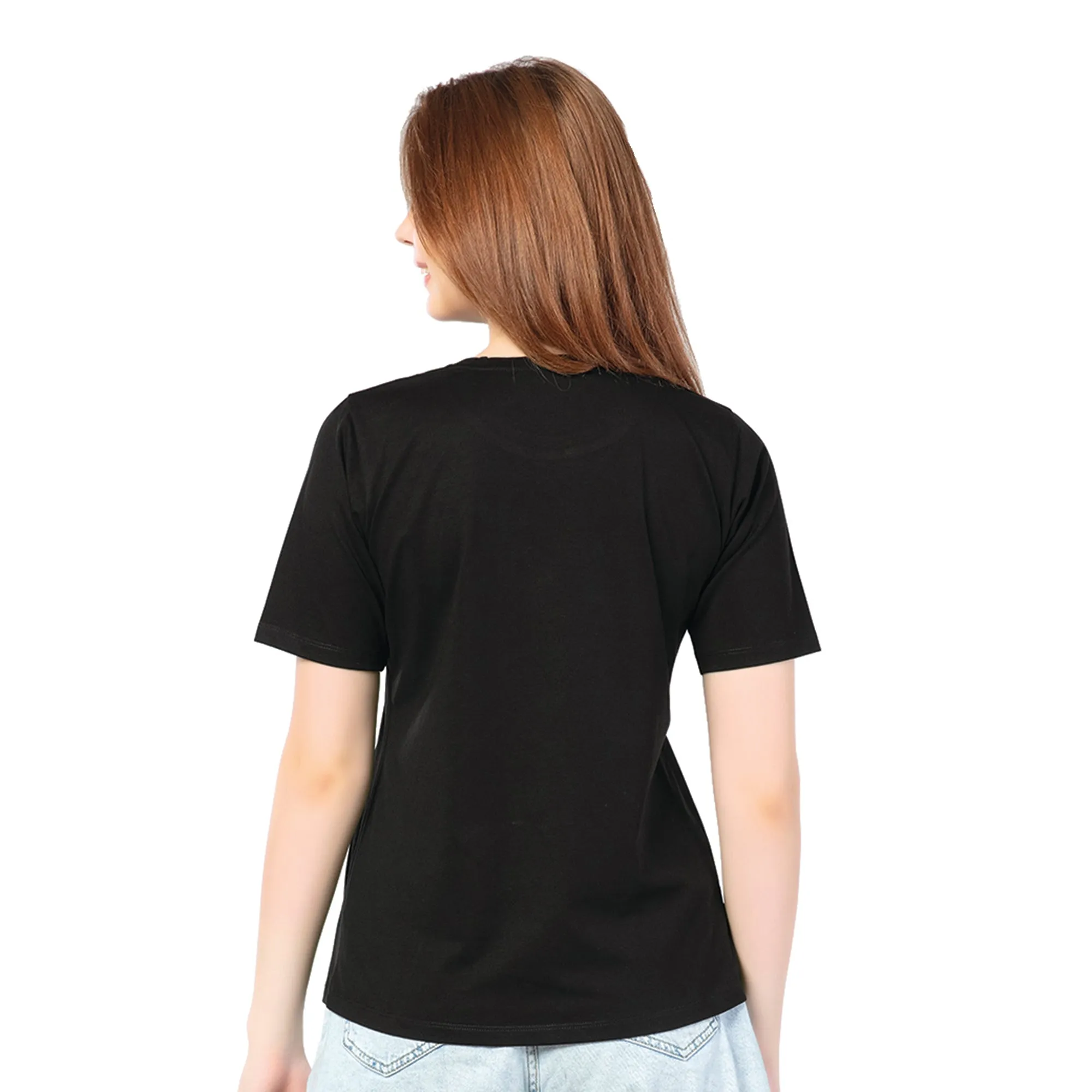 SRF-24092-Cotton-Classic Black  Relaxed Fit T-Shirt-Black