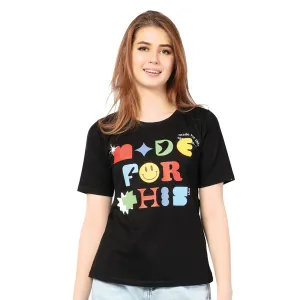 SRF-24092-Cotton-Classic Black  Relaxed Fit T-Shirt-Black