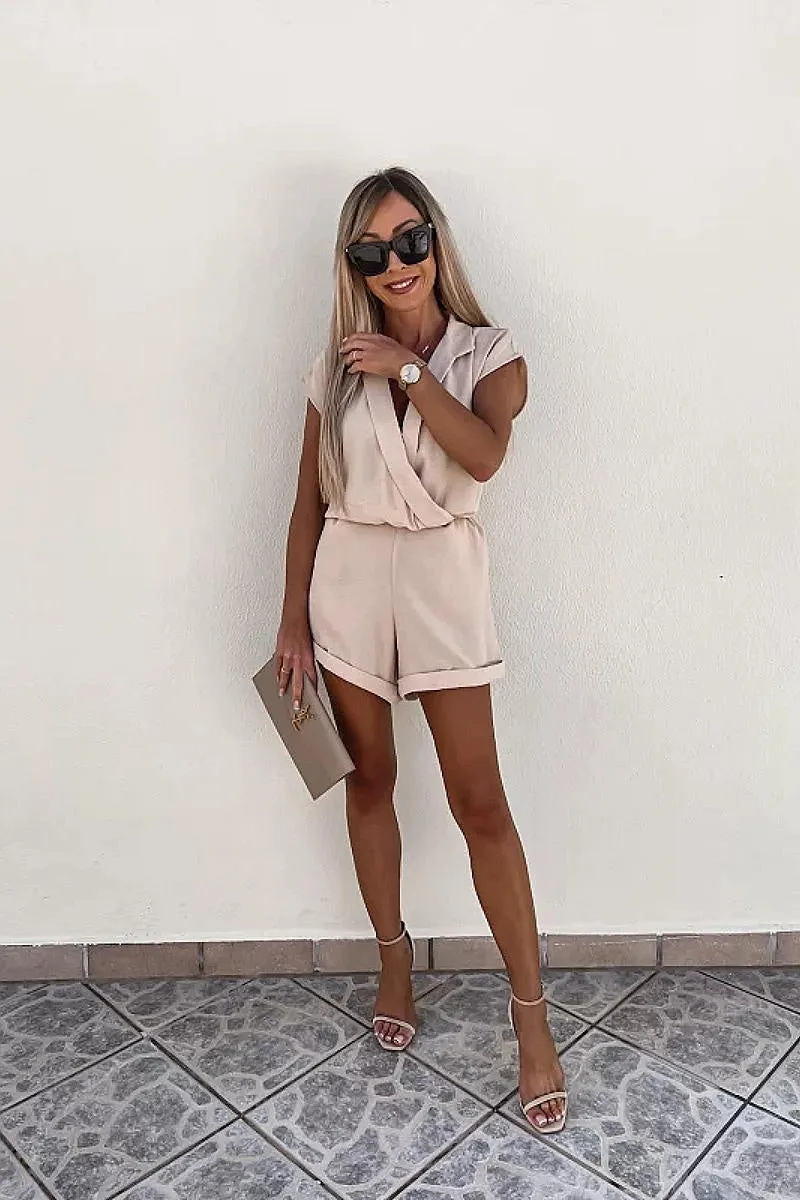 Stone Cap Sleeve Wrap Playsuit